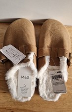 Marks & Spencer Damskie puszyste skórzane zamszowe chodaki Rozmiar UK 5 Fabrycznie nowe z metkami