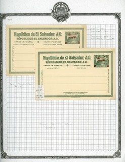 EL SALVADOR 19th Century Postal Card Album Page Lot #6 SEE SCAN $$$