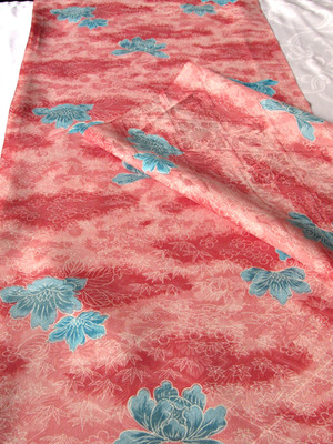 2 pcs Yuzen Bokashi Donsu Lotus Japanese Kimono Fabric 100% Silk 52'' L #I-87