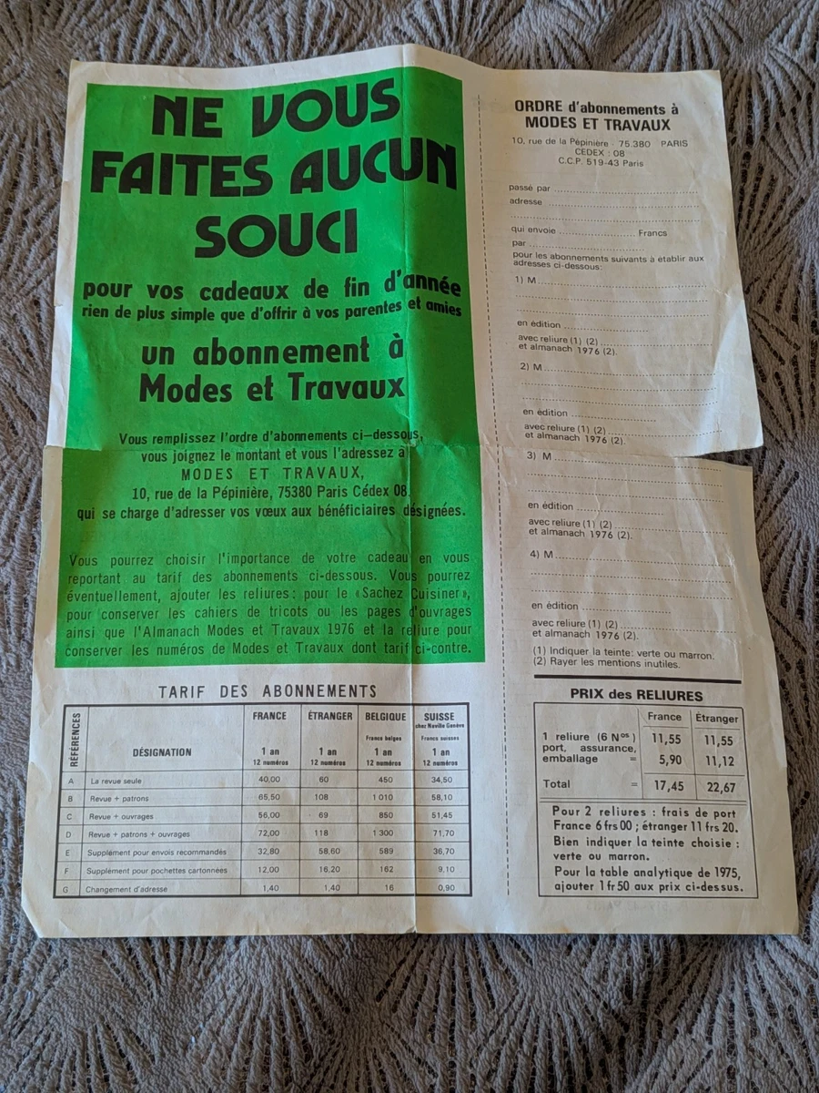 PAGE ORIGINALE COUTURE pour poupées Modes et Travaux Avril 79 EUR 2,40 - FR