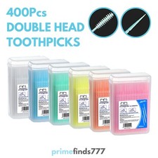 400Pcs Disposable Plastic Toothpick Family Portable Double Head Stick For Travel
