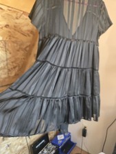 Urban Outfitters Black Tiered Sheer Babydoll Mini Dress Small