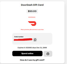 e gift card Doordash value 25$ selling for 21$