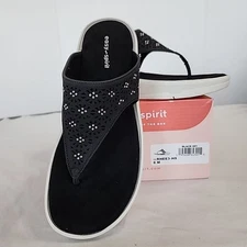 Easy Spirit RHEE3 Sandals Flip Flops Black Women's 8M Comfort Out of The Box