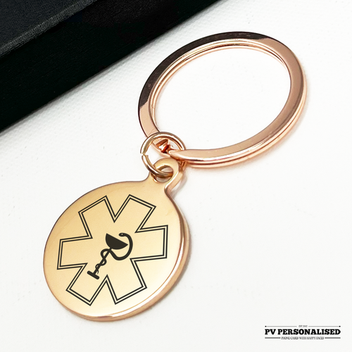 Medical Id Alert Keychain Keyring Tag Diabetes Allergy Awareness Medic Health - Afbeelding 8 van 8