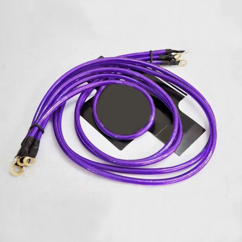 BATERÍA DE COCHE UNIVERSAL 5 PUNTOS TIERRA CABLE CONEXIÓN A TIERRA SISTEMA DE CABLE PÚRPURA Foto 3 de 4