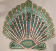 Sea Shell Coastal Collection Beaded Placemat Charger 15" Nautical Clam Pearl
