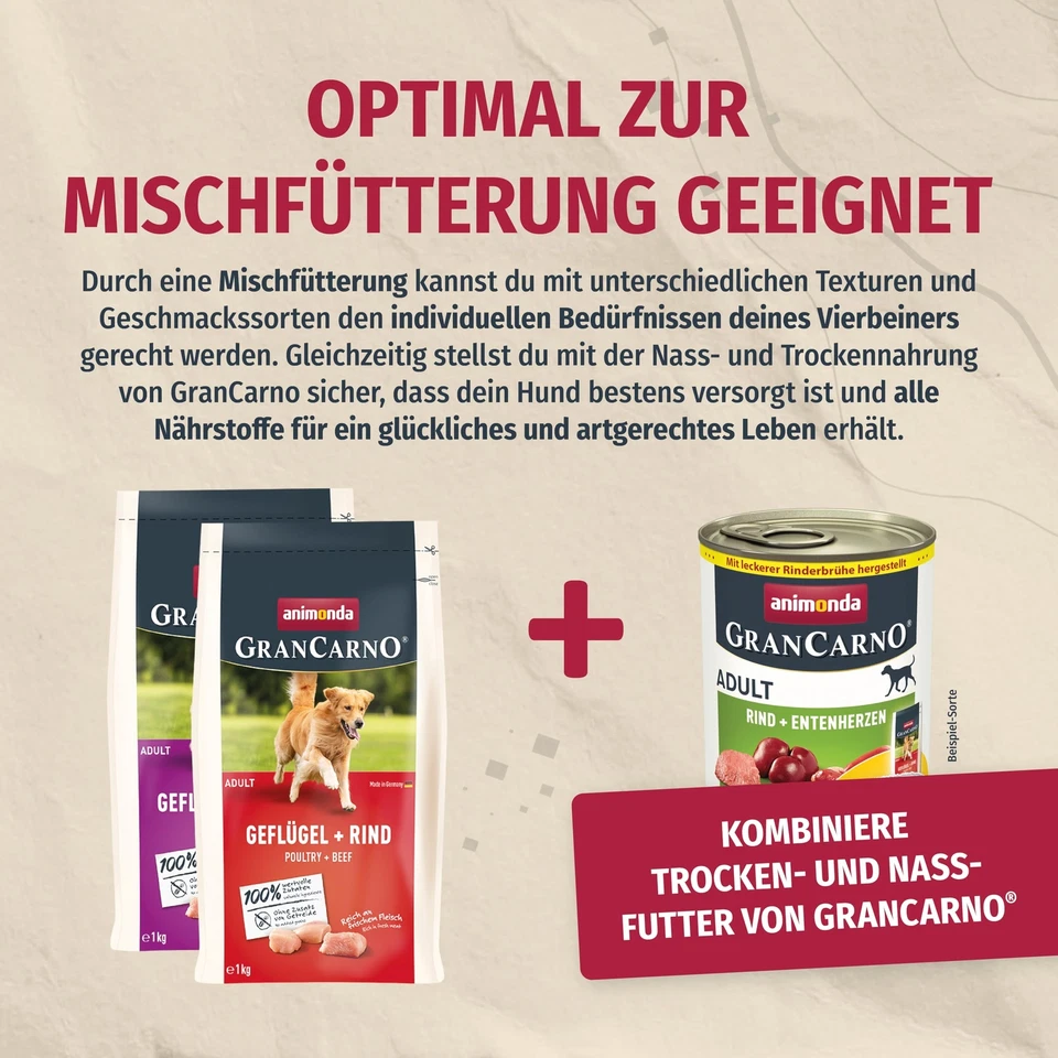 Hunde Nassfutter mit Rind + Entenherzen 6 x 400 g Hundefutter nass ohne Getre... - Bild 3 von 4