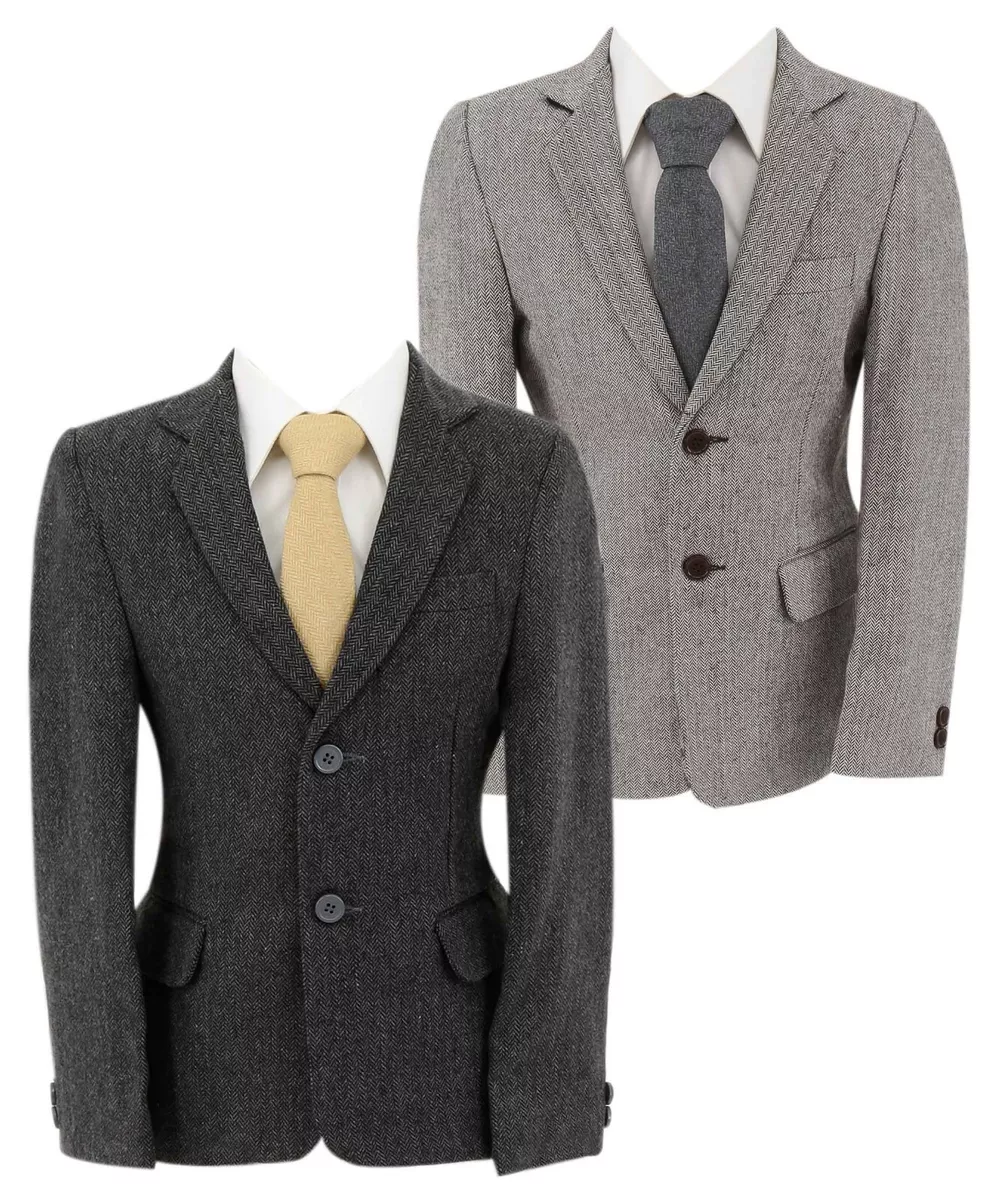 Baby Boys Herringbone Tweed Blazer Formal Wedding Suit Jacket