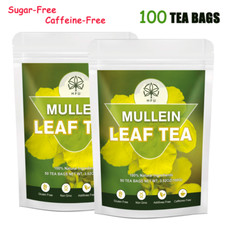 100 Tea Bags Mullein Leaf Tea Herbal Lung Cleanse Detox Caffeine-Free Sugar-Free