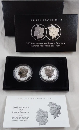 2023-S Morgan Peace Silver Dollar Reverse Proof Set $1 US Mint OGP Box CoA