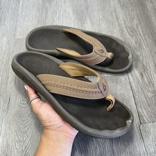 Olukai Ohana Sandals Mens Size 10 Flip Flop Brown Thong Leather