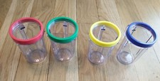 Lot of 4 Magic Bullet Blender MB1001-B Replacement CUPS Containers  4 Rings