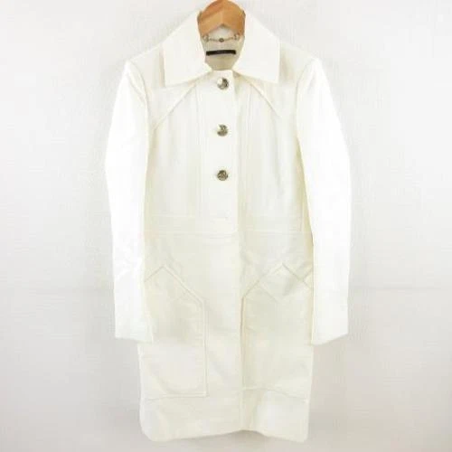 GUCCI Cappotto Lungo Donna Taglia 36 Bianco Cotone Nylon Made in Italy