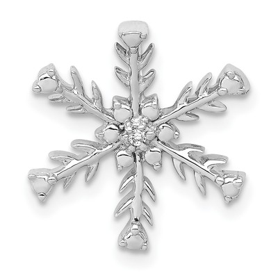 14k Weißgold Diamant Schneeflocke Kette Plättchen Charm Anhänger
