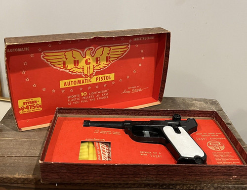 Vintage WES-KO 1955 Toy Replica Luger Automatic Pistol With Original Box (21B)