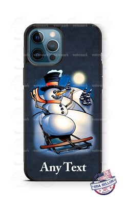 Snowman on Sledge Christmas Phone Case Cover For iPhone 14 Samsung Google 7a