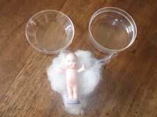UNUSUAL COLLECTABLE HANDPAINTED BISQUE TEENY MINI BABY DOLL 1.75" ROSY CHEEKS