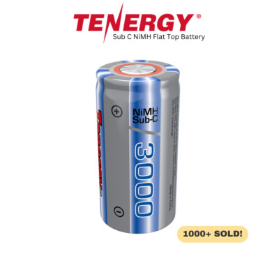 Tenergy Propel Sub C High Capacity 3000mAh NiMH Rechargeable Battery Flat Top