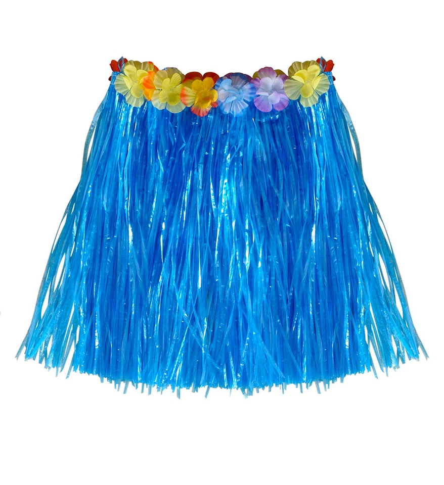 Hawaii Rock Kostüm Karibik Bastrock blau kurz Damenkostüm Karneval Sommerparty - Bild 1 von 1