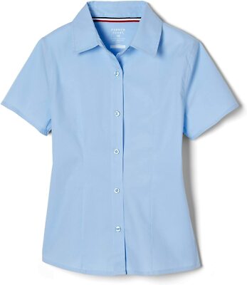 Juniors Lt Blue Stretch Blouse SE9393JL-LTB  Short Sleeve French Toast S to XL