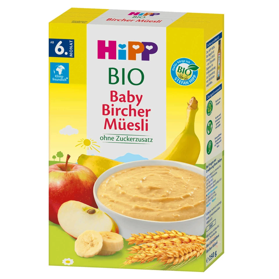3x 250g Hipp Baby Bircher Müesli Getreidebrei Guten Morgen ohne Zucker Müsli - Bild 3 von 4