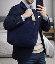 Polo Ralph Lauren Navy Corduroy Tote Bag - Red Pony Messenger Bag -Spring/Summer