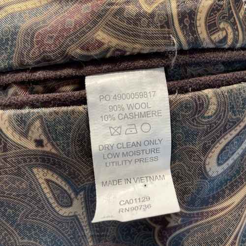 Ralph Lauren Blazer Giacca Uomo 46L Marrone 90% Lana 10% Cashmere Fodera Paisley - Foto 8 di 15