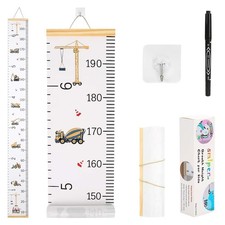 Growth Chart for Kids,Child Height Chart Ruler for Wall,Wood Frame Fabric Can...
