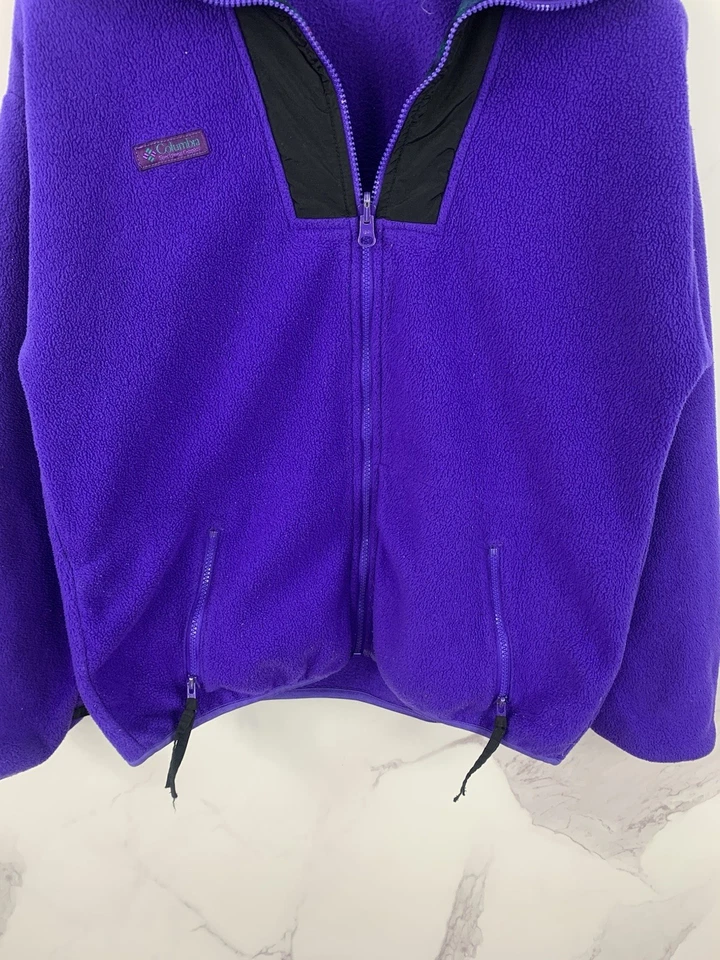 Vintage Columbia Full Zip Fleece Jacket Nylon High Neck Collar Purple - Image 4 of 4
