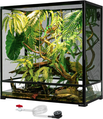 100 Gallon Extra Tall Reptile Tank with Screen Ventilation & Drainage Pipe