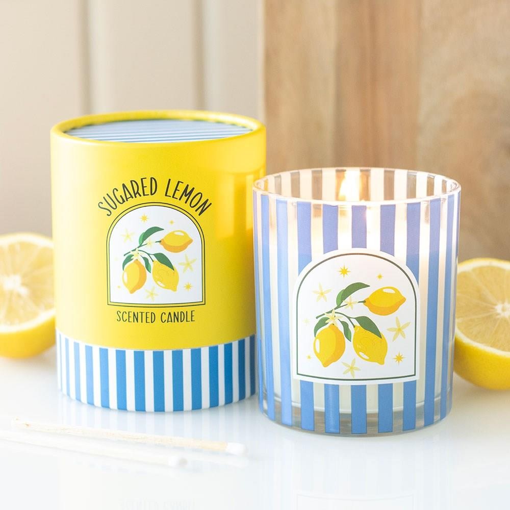 Sugared Lemon Scented Jar Candle in Gift Box - 28 Hour Burn Time