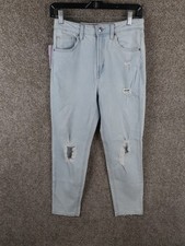 Wild Fable Highest Rise Mom Jeans Womens 2 Light Blue Denim Distressed 90s NWT