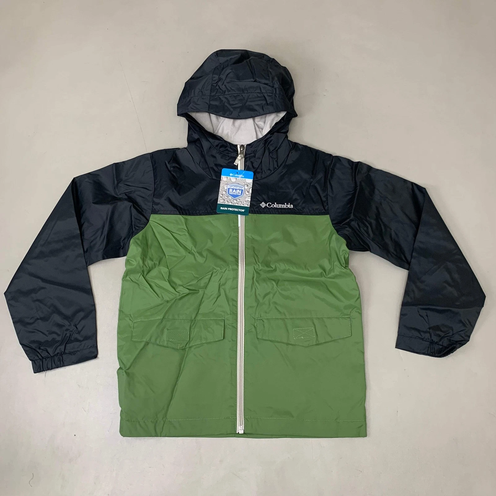 COLUMBIA Rain-Zilla Fleece Lined Jacket Unisex Youth Sz S Black Canteen RB3418-0