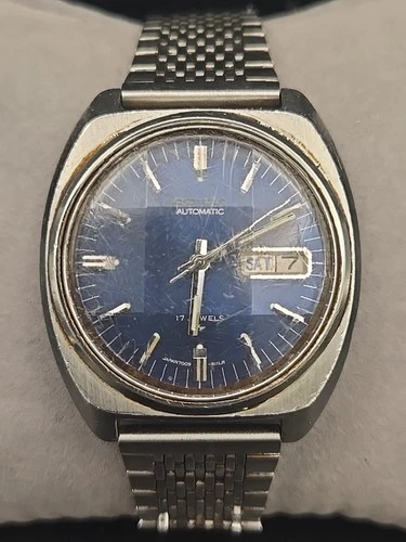 SEIKO 7009-8109 17 JEWELS BLUE DIAL MEN'S WATCH