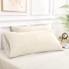 100 Organic Cotton Pillowcase Set of 2, Envelope Closure Standard Cream Grey