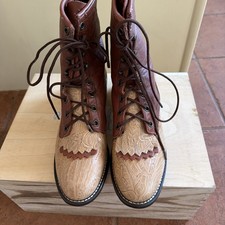 Vintage Laredo Granny Packer Boots Tooled USA Made Women s 7M