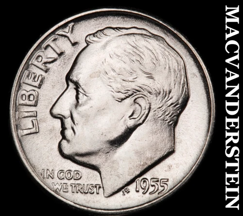 1955-D Silver Roosevelt Dime - Choice Gem Brilliant Unc  Lustrous  #i1001