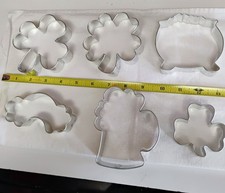 6 Aluminum Saint Patrick's Day Cookie Cutters New Without Box/Packaging