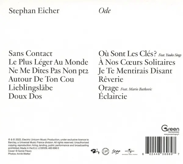 Ode | Stephan Eicher | Audio-Cd | Cd | 2022 | Universal | Ean 602448369697-image