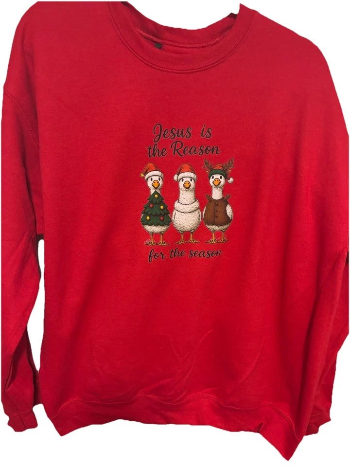 Adulto Navidad Ganso Cuello Redondo Sudadera Talla Grande Foto 2 de 4