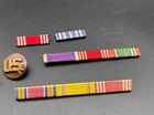 World War 2? U.S. Military Ribbon Bars & U.s Collar Pin Brass Set Of 5