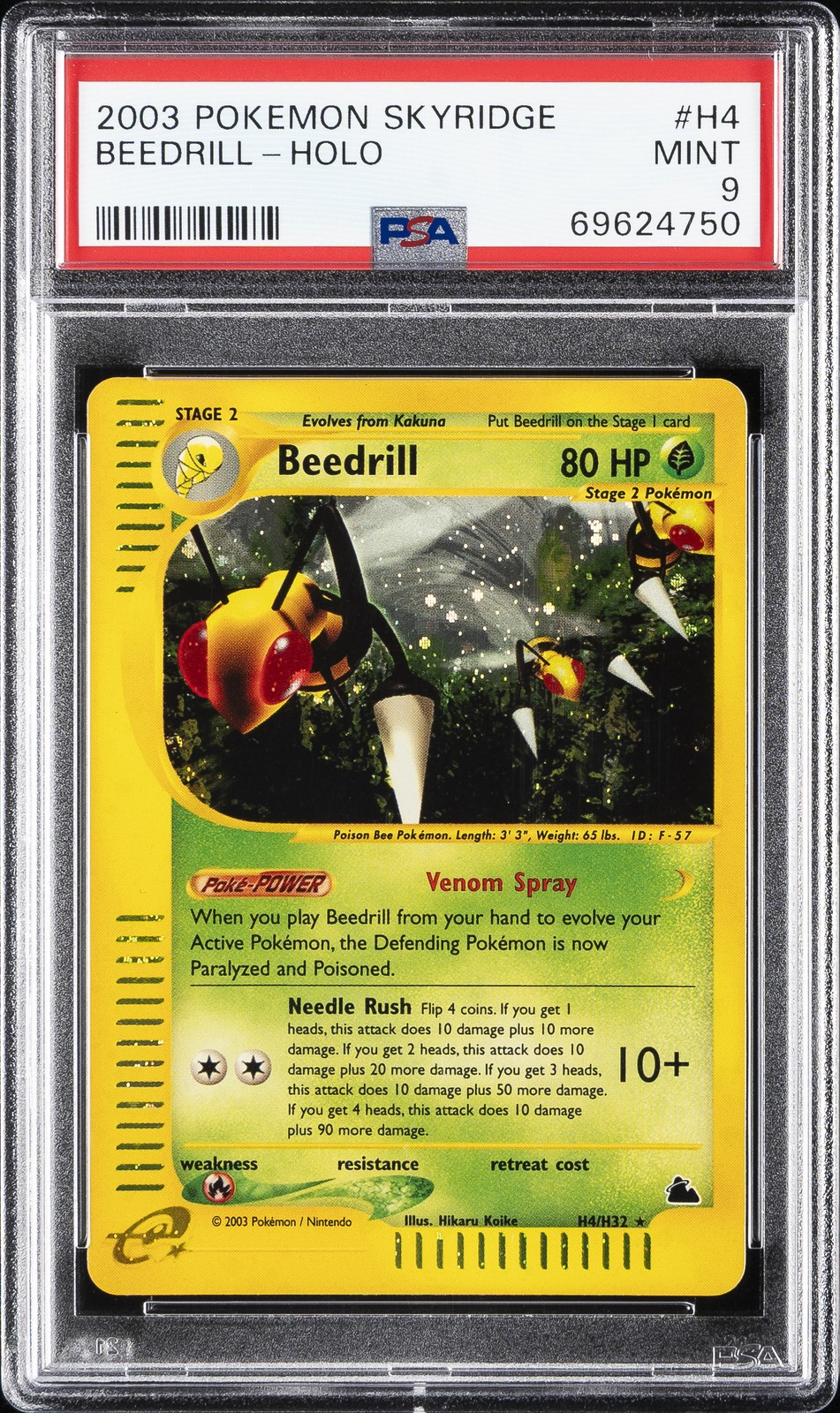 2003 POKEMON SKYRIDGE #H4 BEEDRILL-HOLO PSA 9