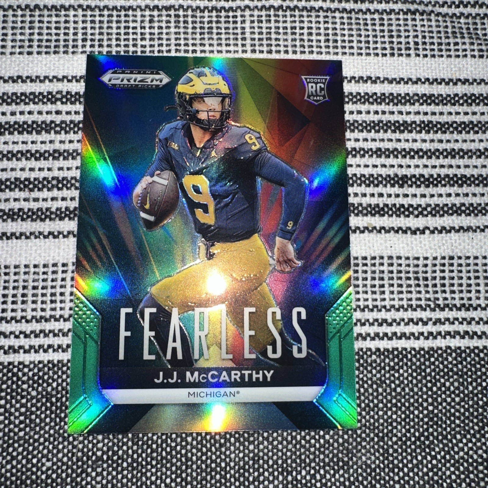 2024 Panini Prizm Draft Picks - Fearless J.J. McCarthy #F-JJM Green Prizm (RC)