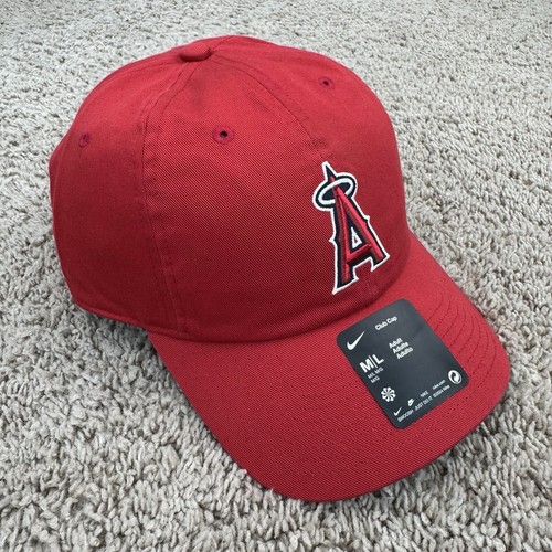 Los Angeles Angels Nike Club Cap Red M/L Buckle Strap Team Logo White Swoosh Hat - Picture 3 of 9