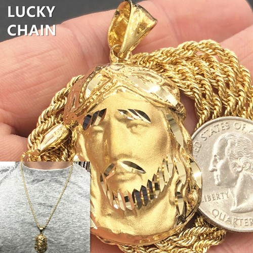 14K GOLD PLATED JESUS FACE HEAD PENDANT 