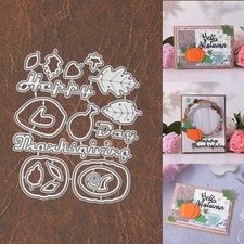 Happy Thanksgiving Day w Leaves, Pumpkin, Cooked Turkey Cutting  Embossing Dies