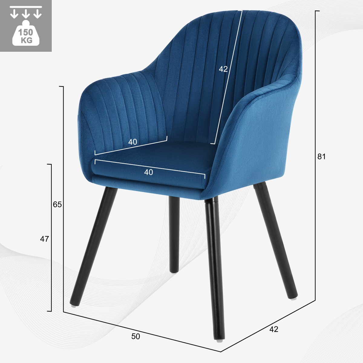 Sedia In Velluto WOLTU Con Braccioli - Gambe In Legno, Crema, Per Sala Da Pranzo - Foto 7