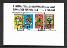 Germany - Essen November 1978 Philatelic Exhibition Souvenir Sheet MNH