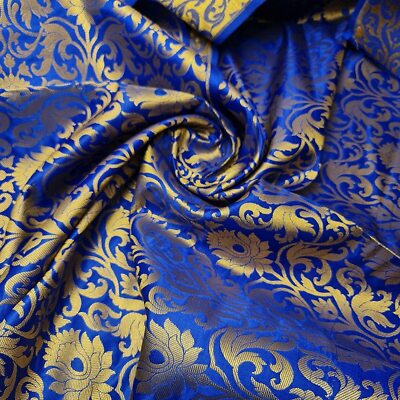 Königsblau Blumen Brokat Stoff Kleid Handwerk Quilten Einrichtungsmaterial 44''
